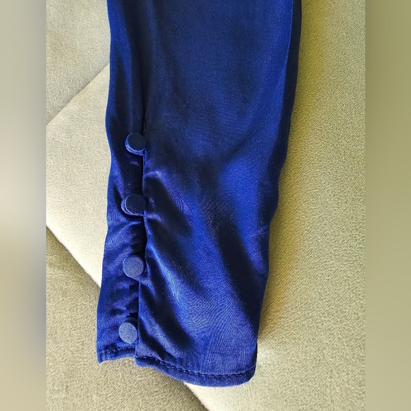 💙ZARA Gorgeous Cobalt Blue Deep V-Neck Front Draping Bodysuit, Size S - Picture 5 of 8